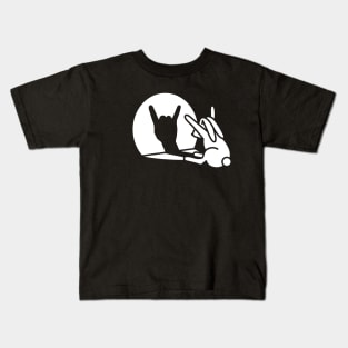 Funny rabbit shadow hand cartoon ROCK music METAL Kids T-Shirt